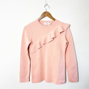 Rebecca Vallance Pink Ruffle Sweater Top Womens Size 4